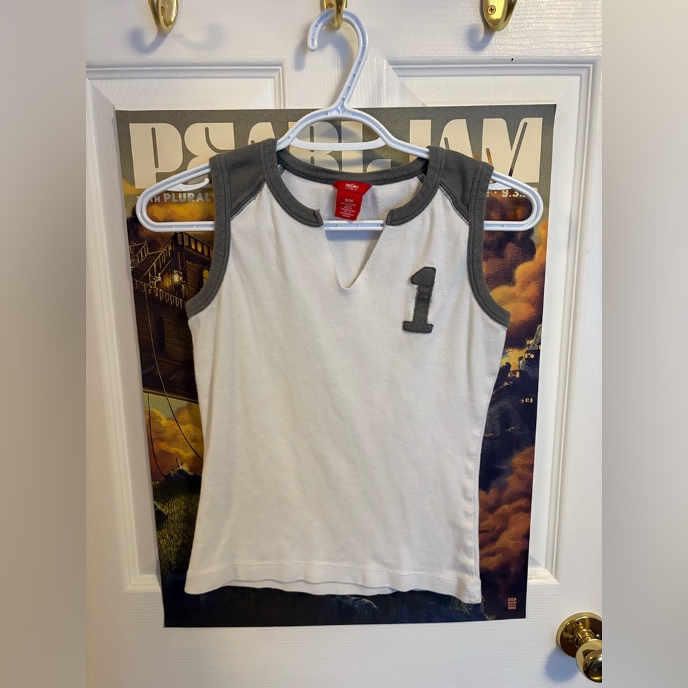 sporty white and gray tank
